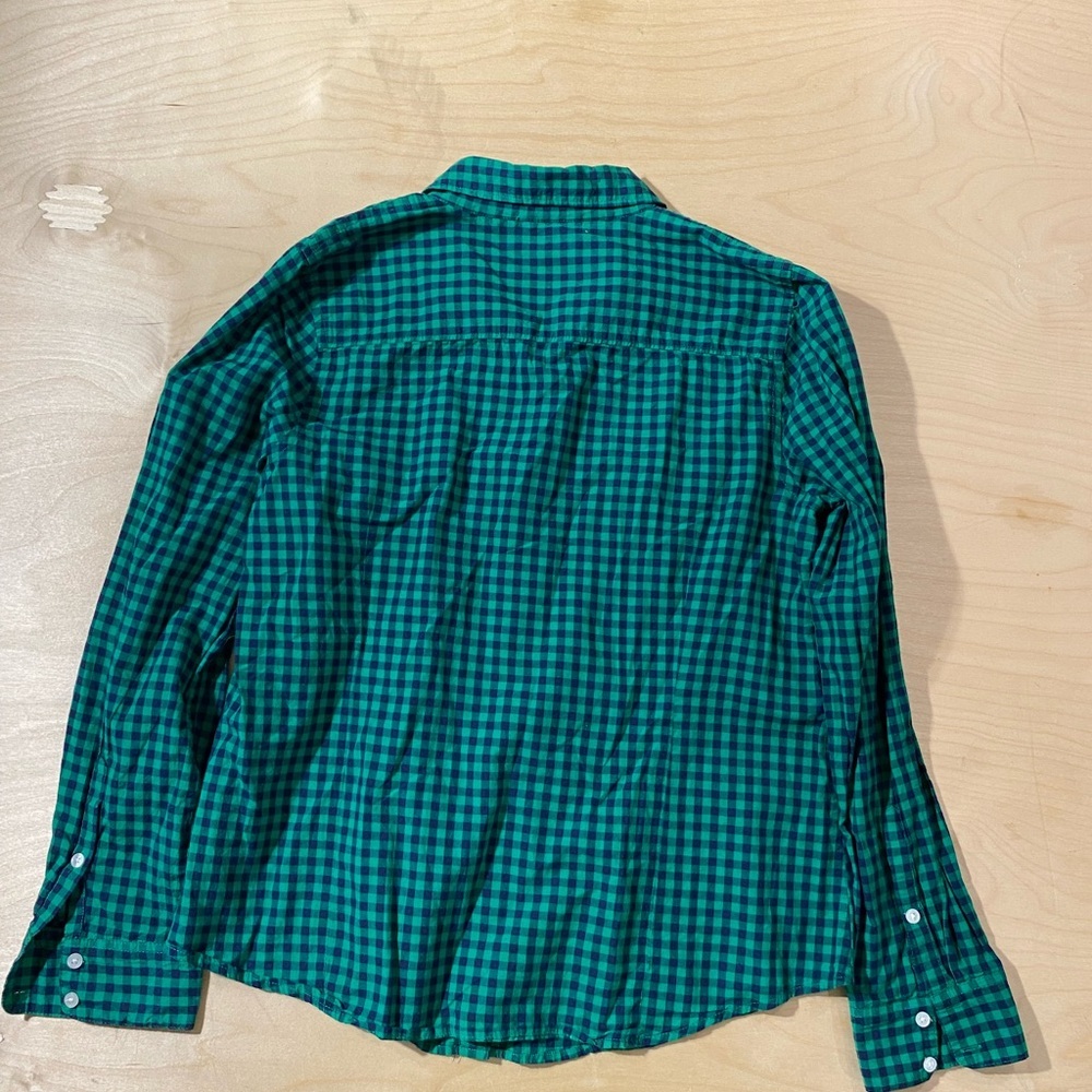 crown & ivy Green and Navy Gingham Button-Down Shirt Large (QT) - Picture 7 of 7